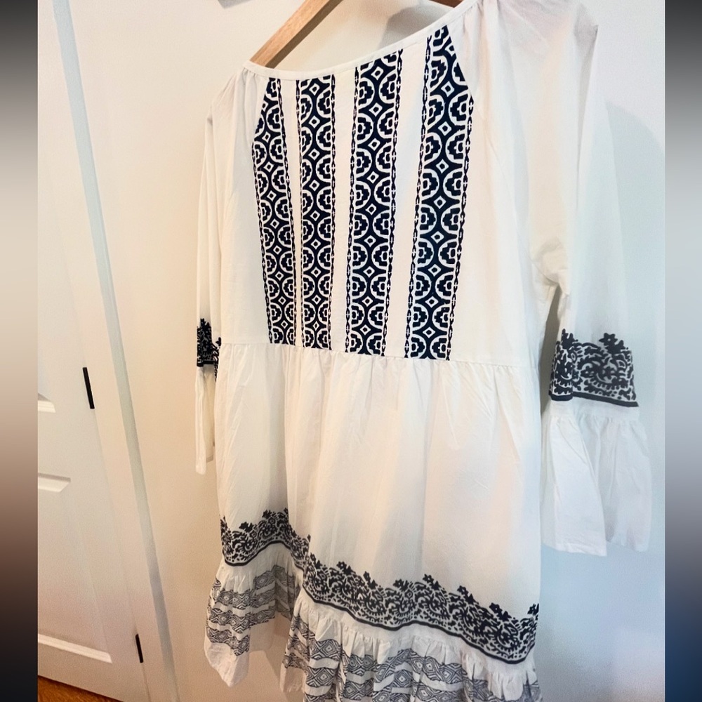Roller Rabbit Mona Border Maricruz Dress Size Small White & Navy - Picture 7 of 11